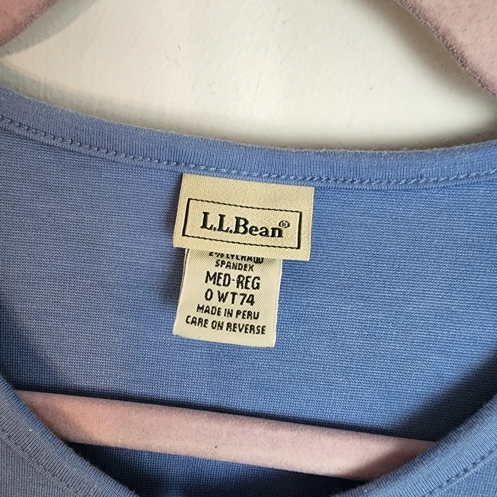 L.L.Bean Blue Round Neck Long Sleeve Open Cotton Women's Cardigan Size M